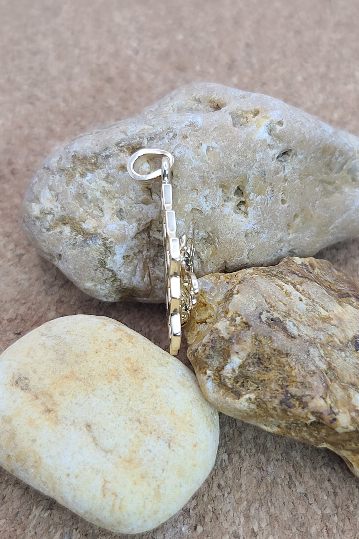 Black Diamond Honeybee on Comb Pendant