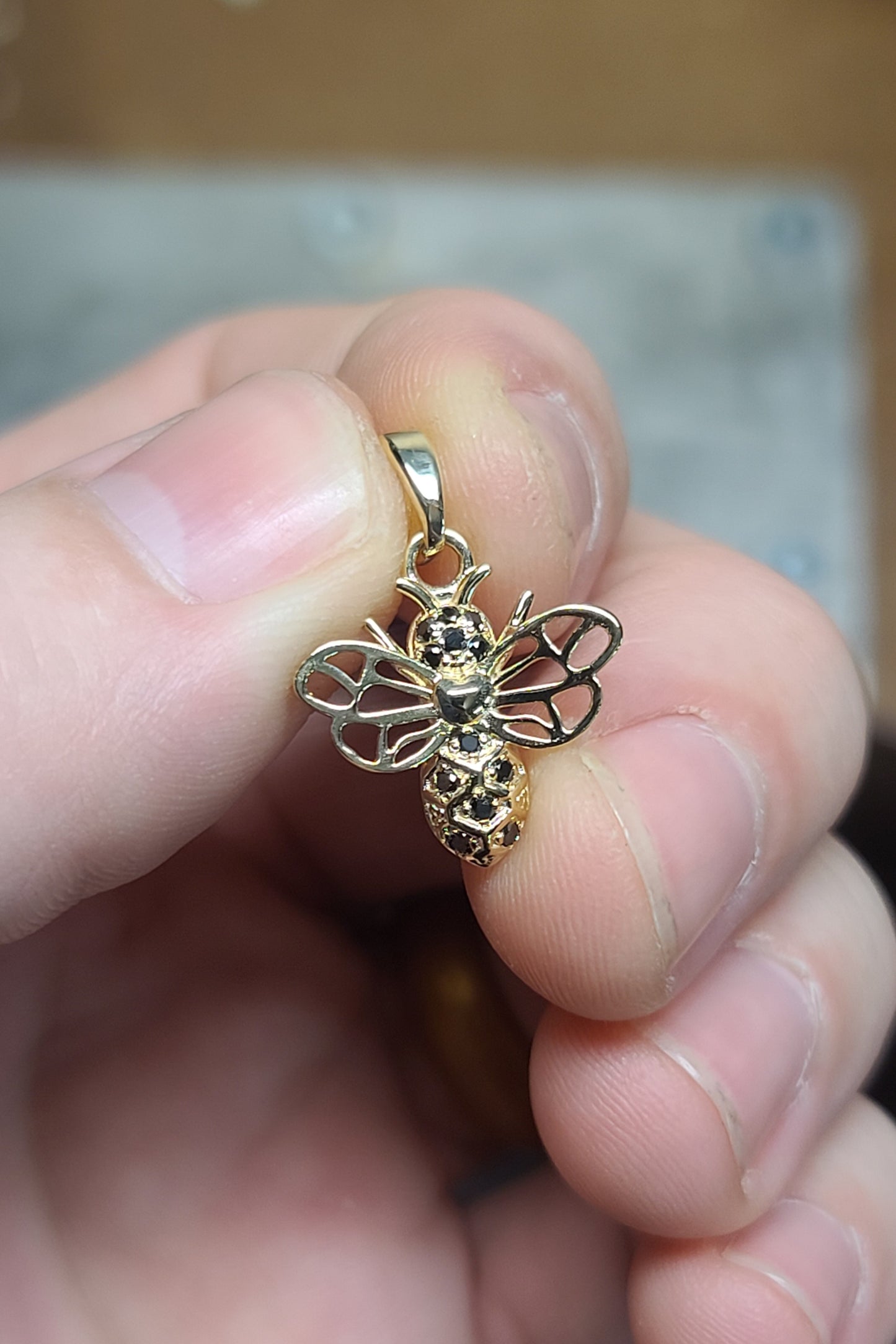 Black Diamond Honeybee Pendant