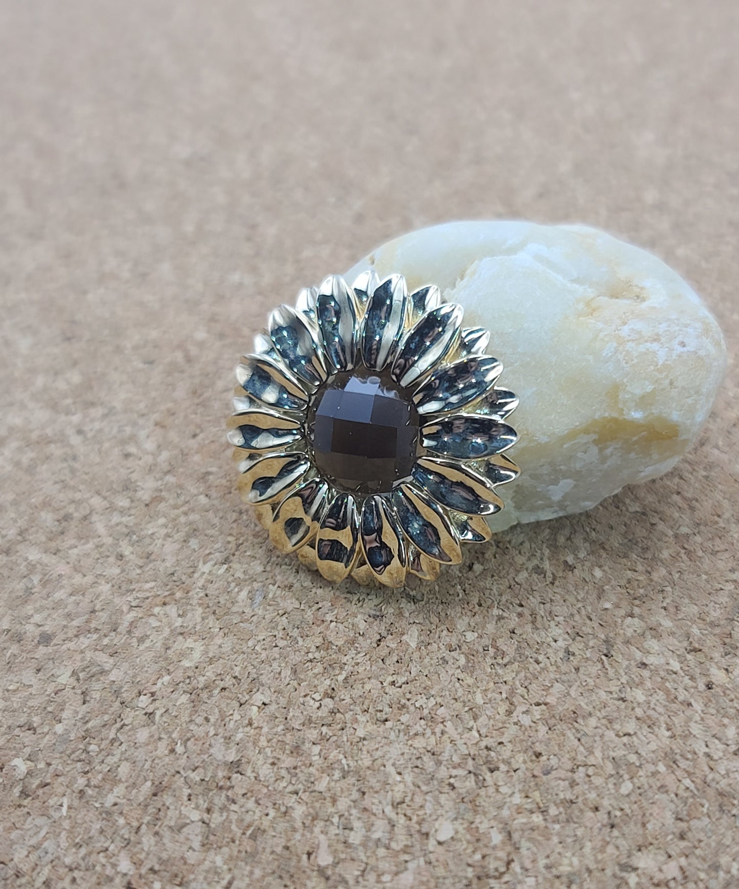 Large Smoky Sunflower Pendant