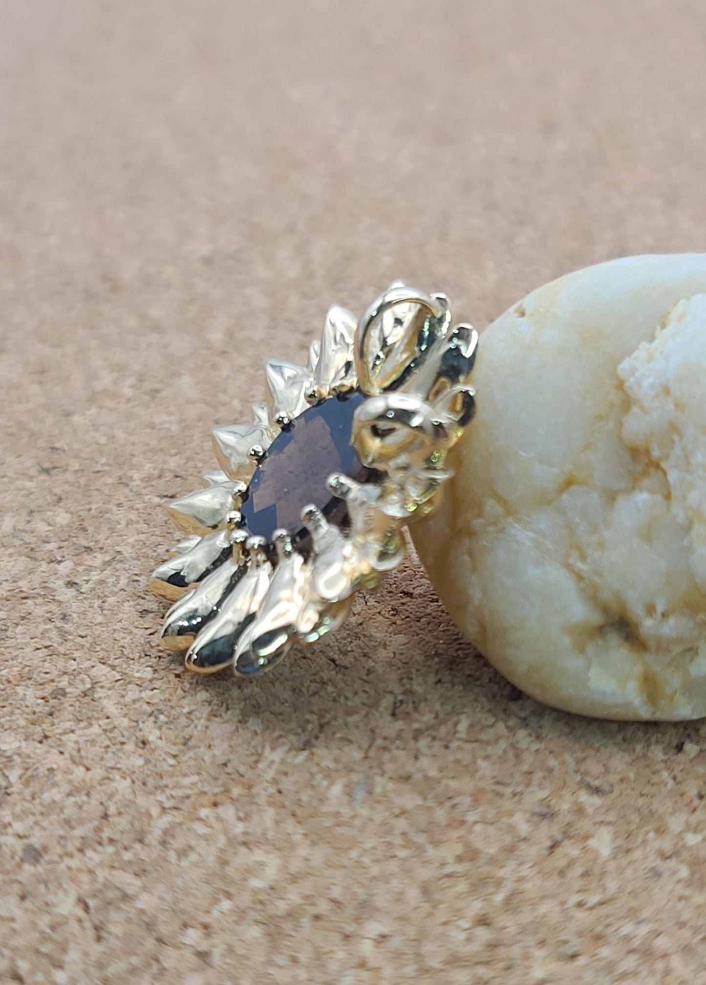 Large Smoky Sunflower Pendant