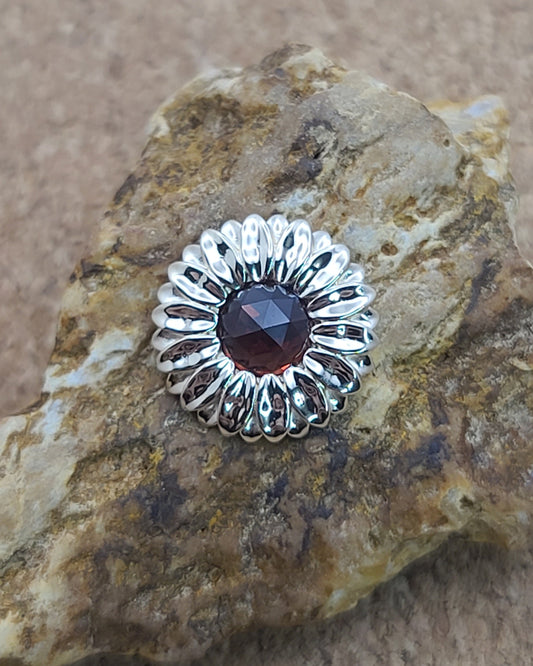 Petite Garnet Sunflower Pendant