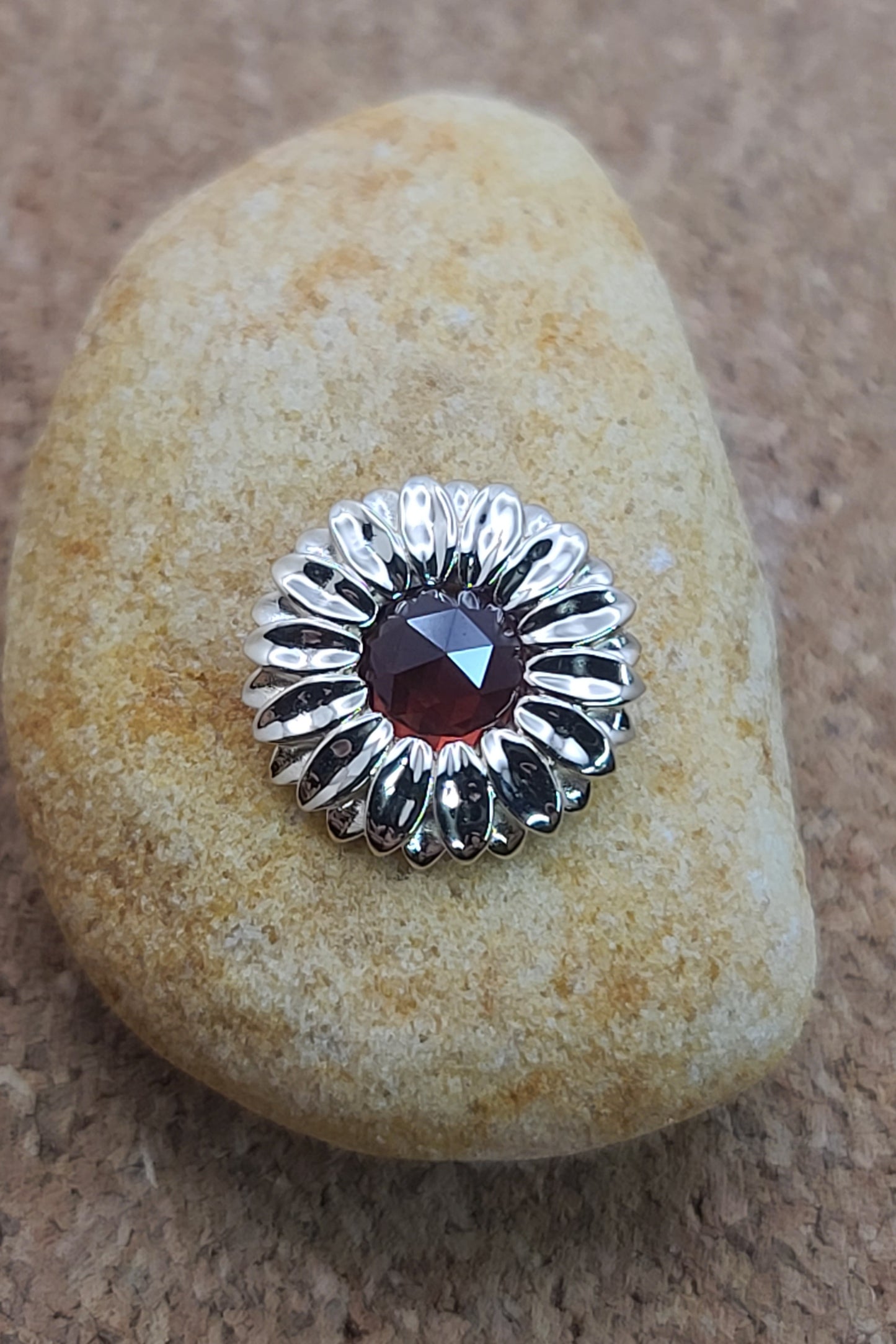 Petite Garnet Sunflower Pendant